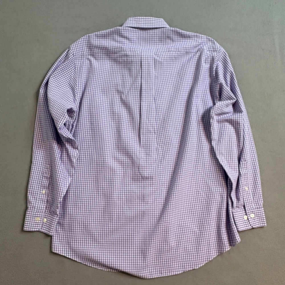 Brooks Brothers 346 Mens Large Purple Gingham Non-Iron Cotton Button Down Shirt - Picture 3 of 9